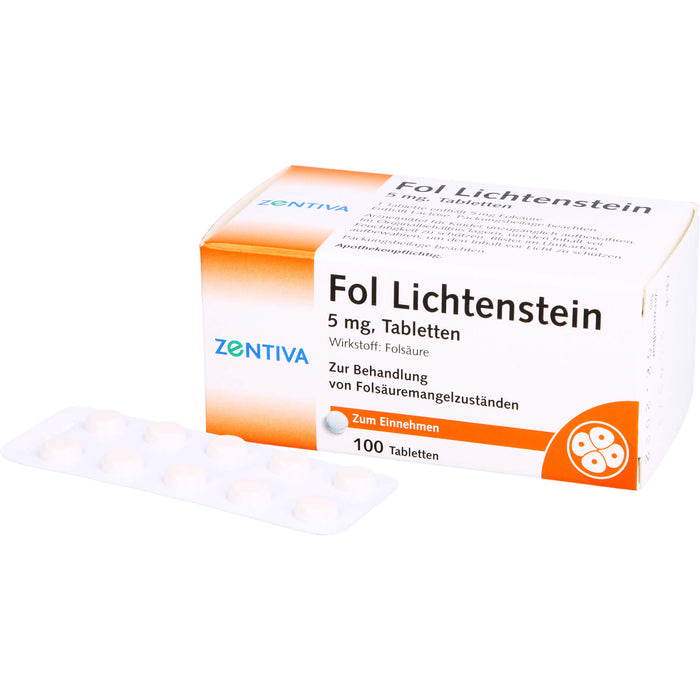 Fol Lichtenstein 5 mg Tabletten bei Folsäuremangelzuständen, 100 pcs. Tablets