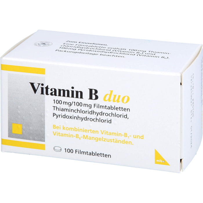 mibe Vitamin B duo Filmtabletten bei Mangel der Vitamine B1 und B6, 100 St. Tabletten