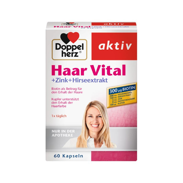 Doppelherz Haar Vital + Zink + Hirseextrakt Kapseln, 60 pcs. Capsules