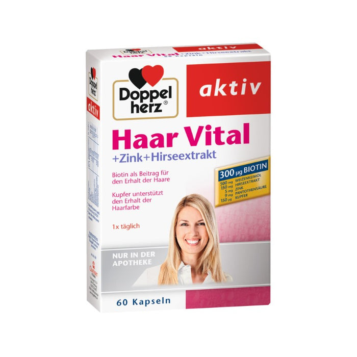 Doppelherz Haar Vital + Zink + Hirseextrakt Kapseln, 60 pc Capsules