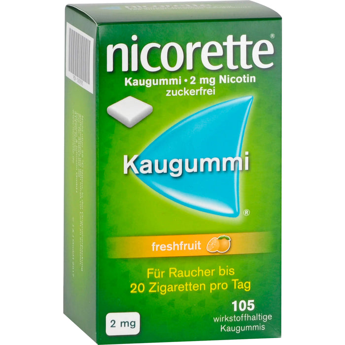 nicorette Kaugummi freshfruit 2 mg Reimport Pharma Gerke, 105 pc Gomme à mâcher