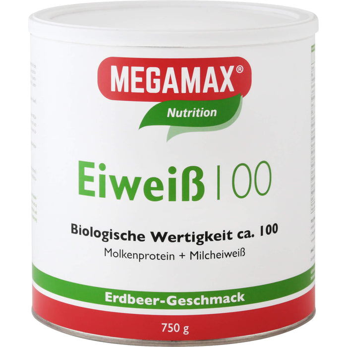 MEGAMAX Nutrition Eiweiß 100 Pulver Erdbeer-Geschmack, 750 g Powder