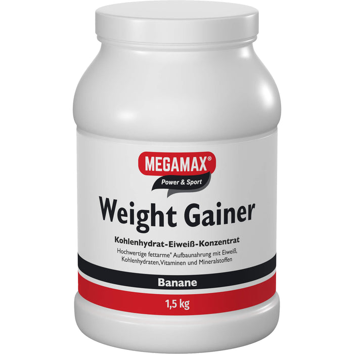 MEGAMAX Power & Sport Weight Gainer Pulver Banane-Geschmack, 1500 g Powder