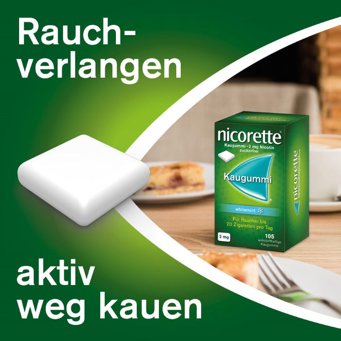 nicorette 2 mg whitemint Kaugummi für Raucher, 105 pc Gomme à mâcher