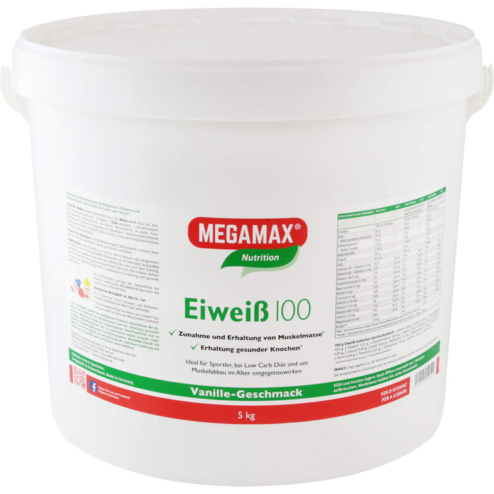 MEGAMAX Nutrition Eiweiß 100 Pulver Vanille-Geschmack, 5000 g Poudre