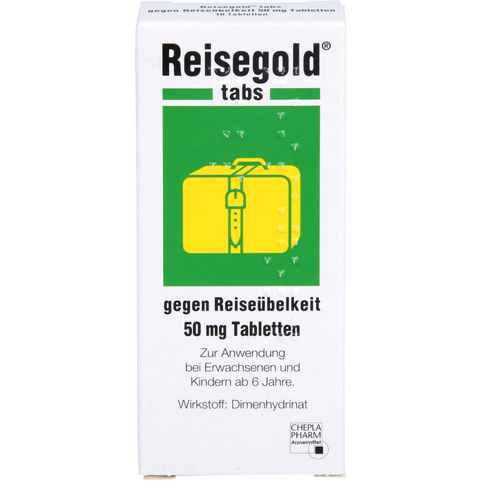 Reisegold tabs Tabletten gegen Reiseübelkeit, 10 pcs. Tablets