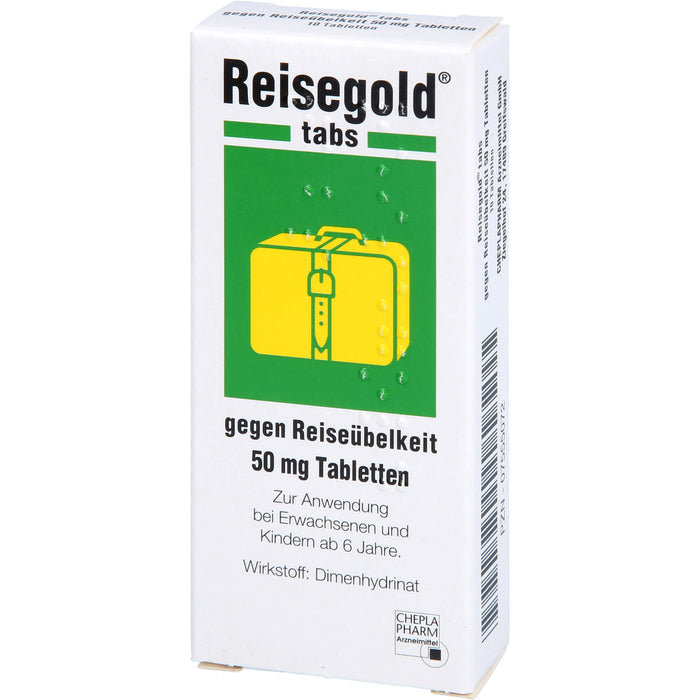 Reisegold tabs Tabletten gegen Reiseübelkeit, 10 pc Tablettes