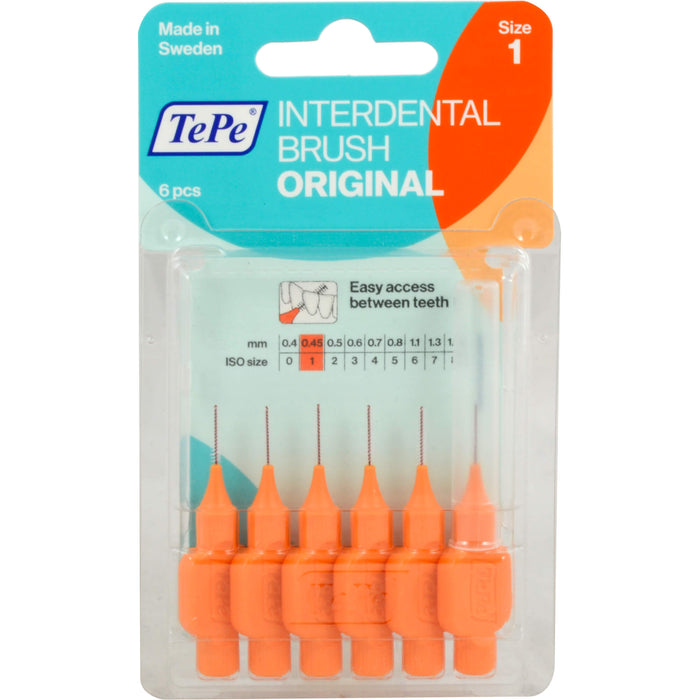 TePe Interdentalbürsten 0,45 - 0,7 mm orange, 5 pc Brosses interdentaires