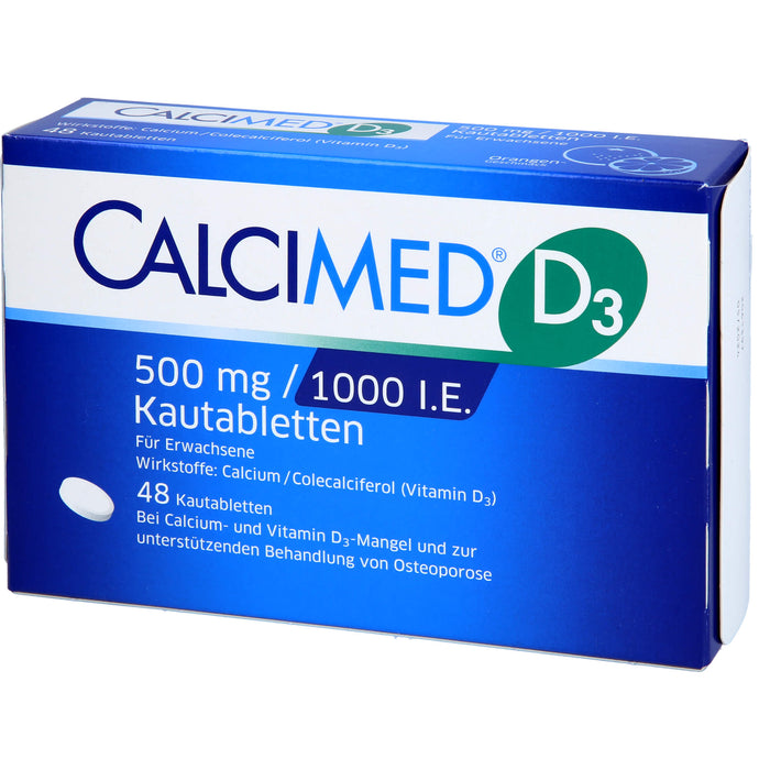 CALCIMED D3 500mg / 1000 I.E. Kautabletten, 48 pc Tablettes