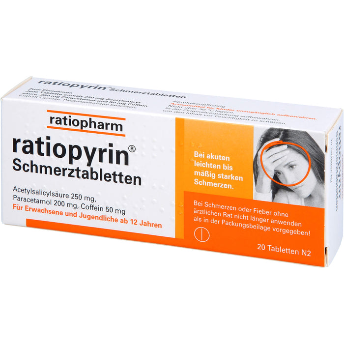 ratiopyrin Schmerztabletten, 20 St. Tabletten