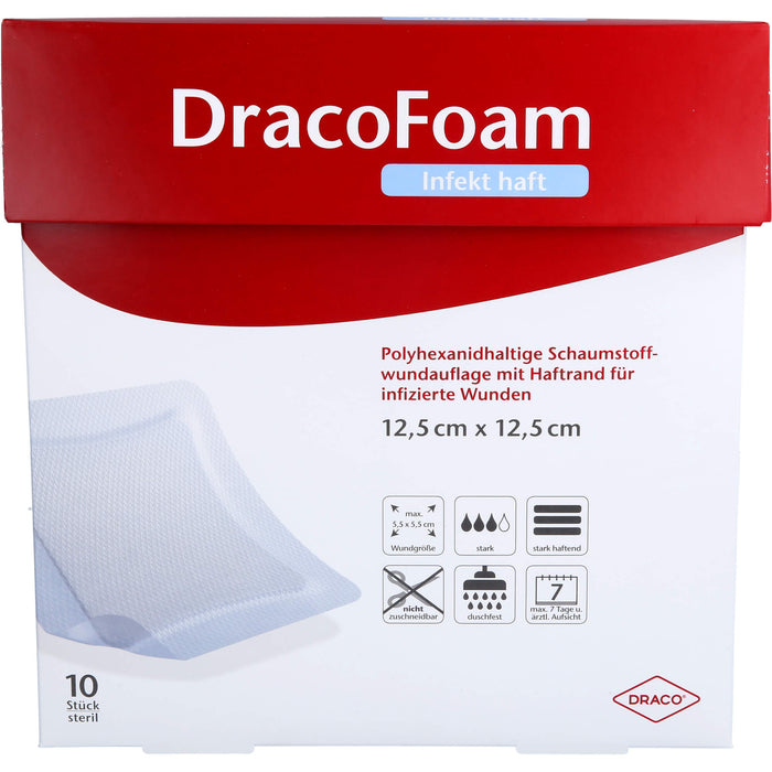 DracoFoam Infekt haft Schaumstoffverband für infizierte Wunden, 10 pcs. dressing