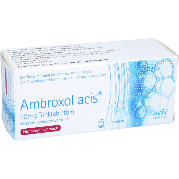 Ambroxol acis 30 mg Trinktabletten zur Schleimlösung bei Atemwegserkrankungen, 40 pc Tablettes