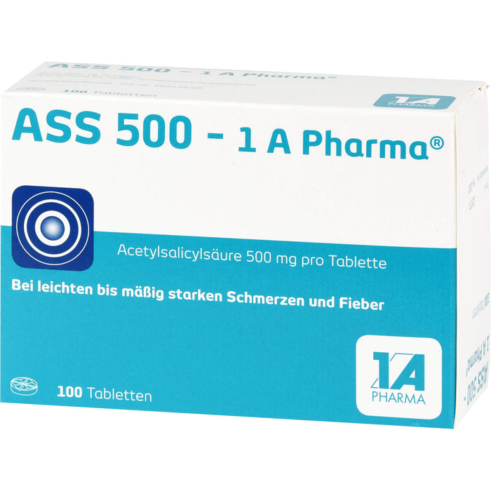 ASS 500 - 1 A Pharma Tabletten bei Schmerzen und Fieber, 100 pc Tablettes