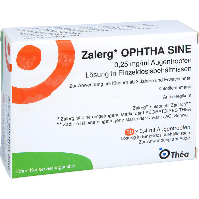 Zalerg ophtha sine 0,25 mg/ml kohlpharma Augentropfen in Einzeldosisbehältnissen, 20 St EDP