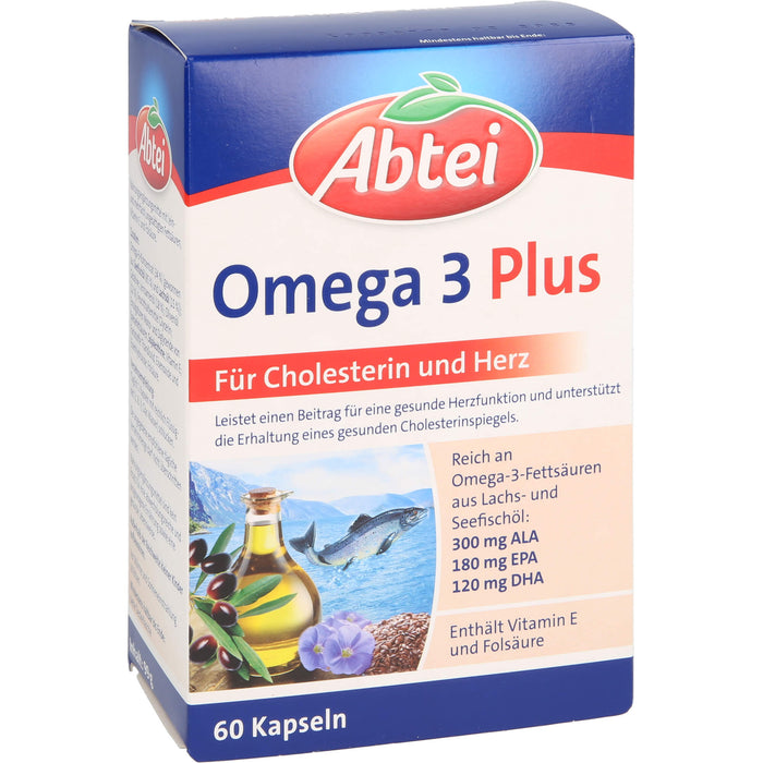 Abtei Omega 3-6-9 Lachsöl+Leinöl+Olivenöl, 60 St KAP