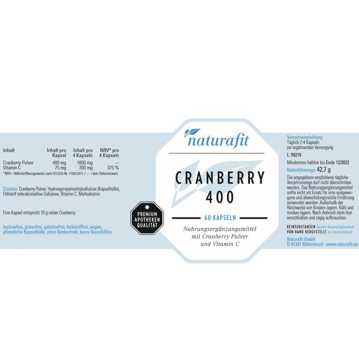 naturafit Cranberry 400 Kapseln, 60 pcs. Capsules