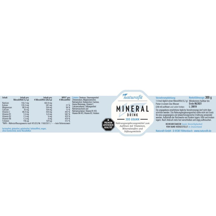 naturafit Mineraldrink Pulver, 300 g Pulver