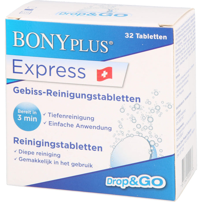 BONYPLUS Express Gebiss-Reinigungsbrausetabletten, 32 pc Comprimés effervescents