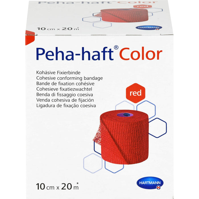 HARTMANN Peha-haft Color Fixierbinde latexfrei 10 cm x 20 m rot, 1 pc Bandage