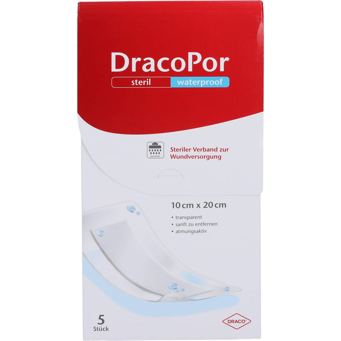 DracoPor waterproof steriler Wundverband 10 cm x 20 cm transparent, 5 pcs. Wound dressings