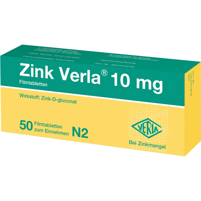 Zink Verla 10 mg Filmtabletten, 50 pc Tablettes