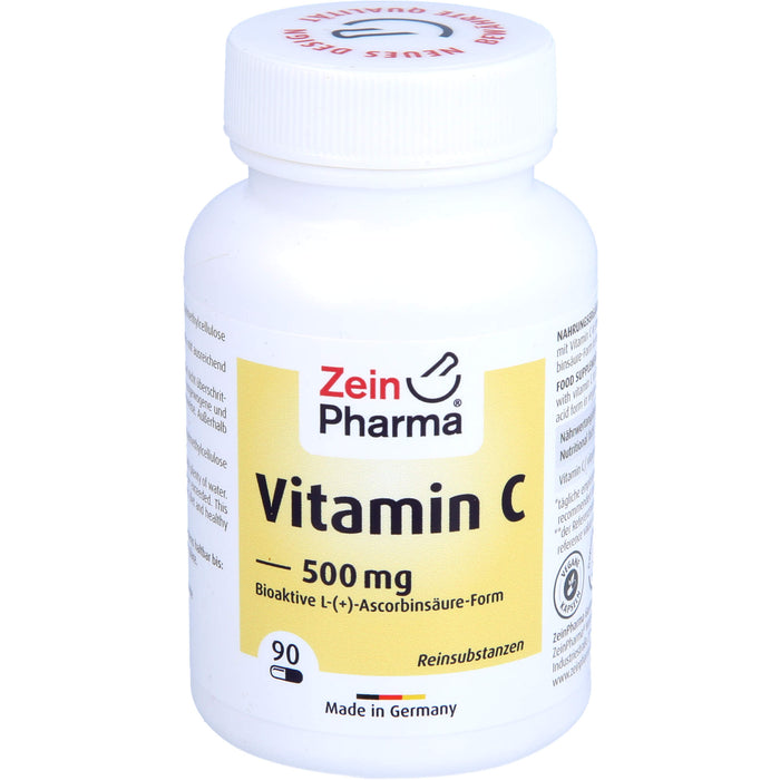 ZeinPharma Vitamin C 500 mg Kapseln für das Immunsystem, 90 pc Capsules