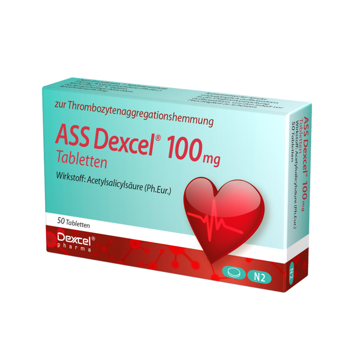 ASS Dexcel 100 mg Tabletten bei Herz-Kreislauf-Erkrankungen, 50 pc Tablettes