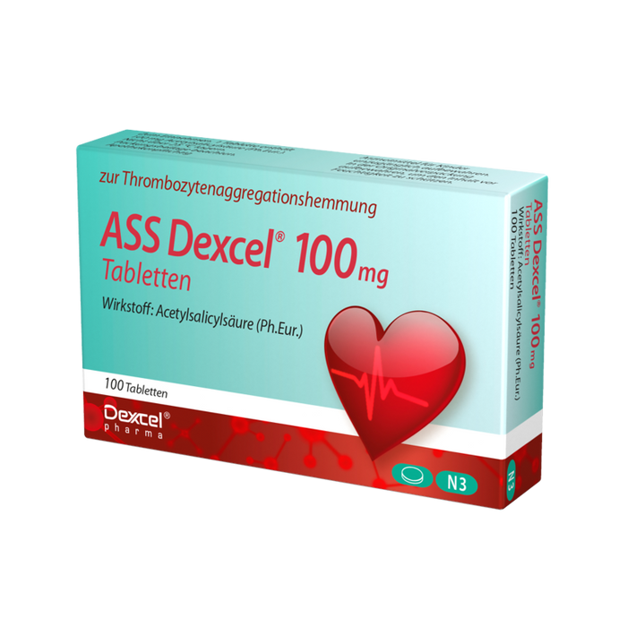 ASS Dexcel 100 mg Tabletten bei Herz-Kreislauf-Erkrankungen, 100 pcs. Tablets