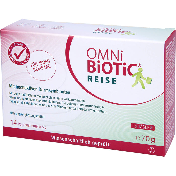 OMNi-BiOTiC Reise mit aktiven und vermehrungsfähigen Darmsymbionten für Reisen, 14 pc Sachets