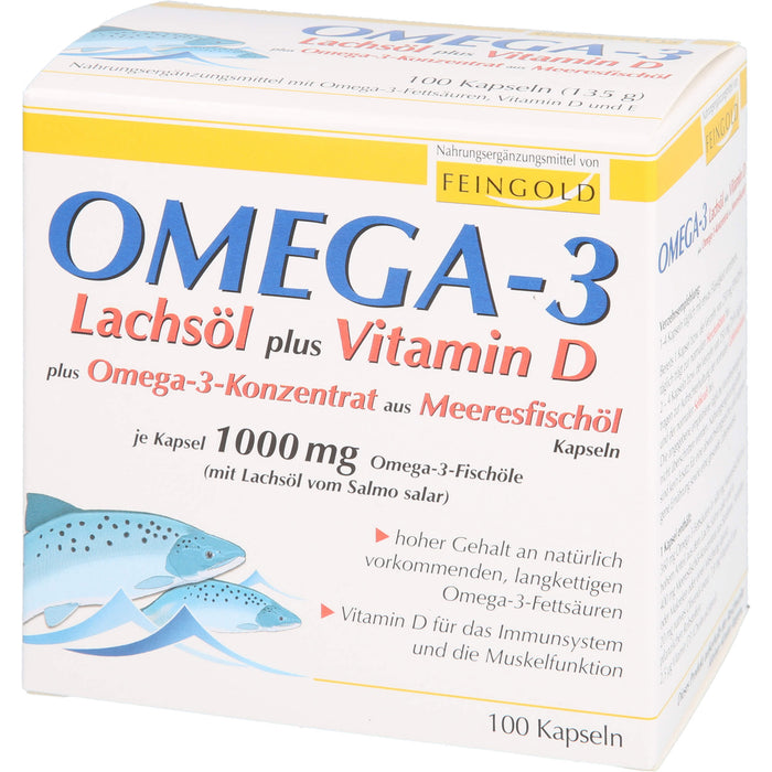 Omega-3 Lachsöl plus Vitamin D plus Omega-3-Konzen, 100 St. Kapseln