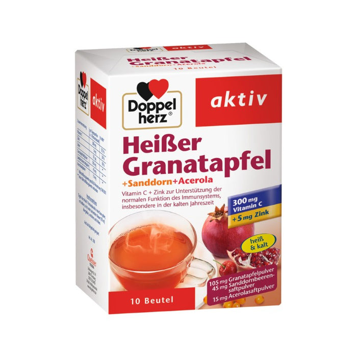 Doppelherz Heißer Granatapfel + Sanddorn + Acerola Pulver, 10 pc Sachets