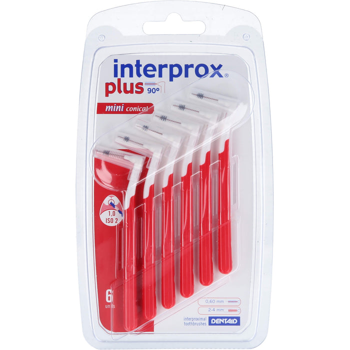 interprox plus 90° mini conical rot Gr. 2 0,9-1 mm Interdentalbürsten, 6 pcs. Interdental brushes