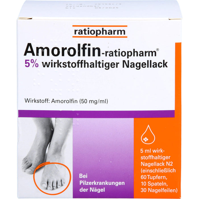 Amorolfin-ratiopharm 5% wirkstoffhaltiger Nagellack, 5 ml Nail varnish containing active ingredients