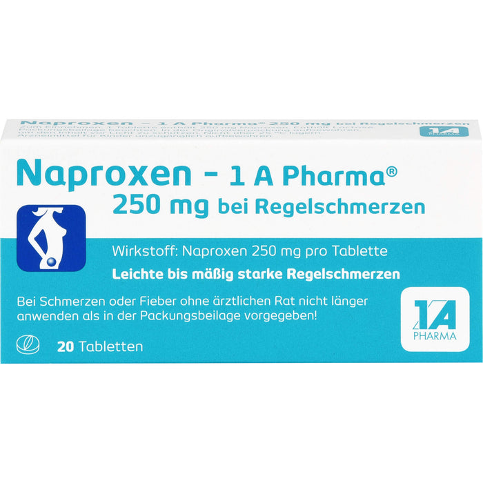 Naproxen - 1 A Pharma 250 mg Tabletten bei Regelbeschwerden, 20 St. Tabletten