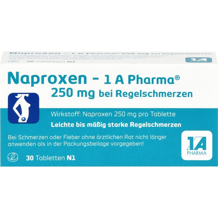 Naproxen - 1 A Pharma 250 mg Tabletten bei Regelschmerzen, 30 pcs. Tablets