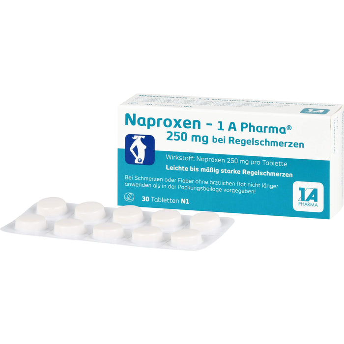 Naproxen - 1 A Pharma 250 mg Tabletten bei Regelschmerzen, 30 pcs. Tablets