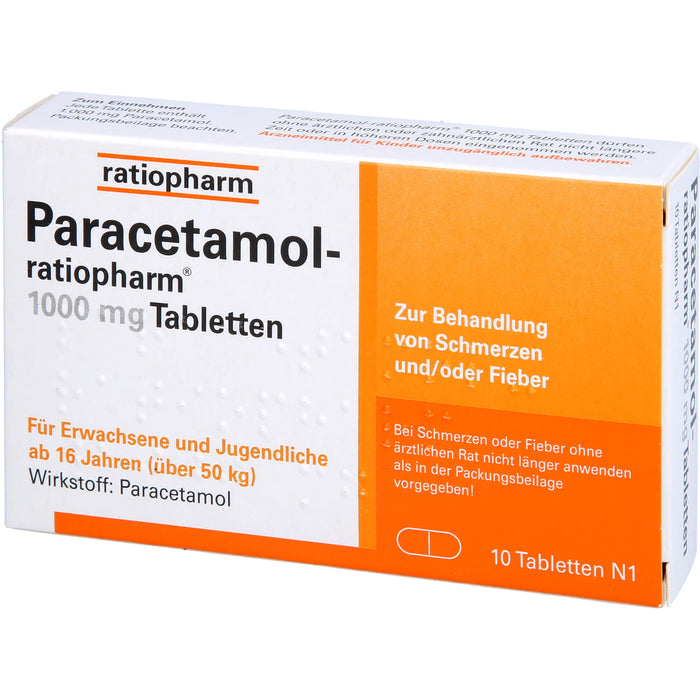 Paracetamol-ratiopharm 1000 mg Tabletten, 10 pcs. Tablets