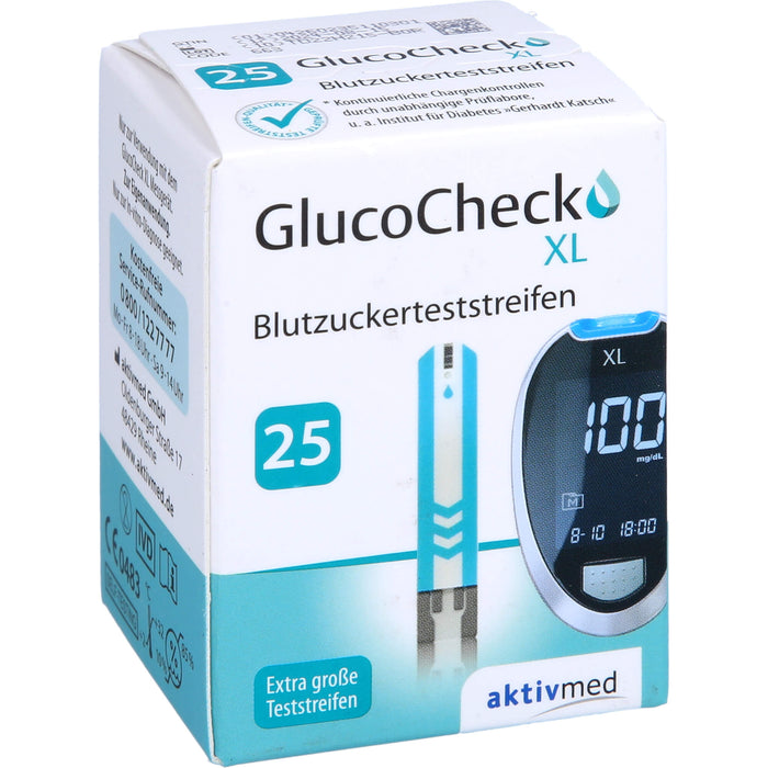 GlucoCheck XL Blutzuckerteststreifen, 25 pc Bandelettes réactives