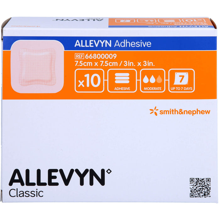 ALLEVYN Adhesive 7,5x7,5cm haftende Wundauflage, 10 St VER