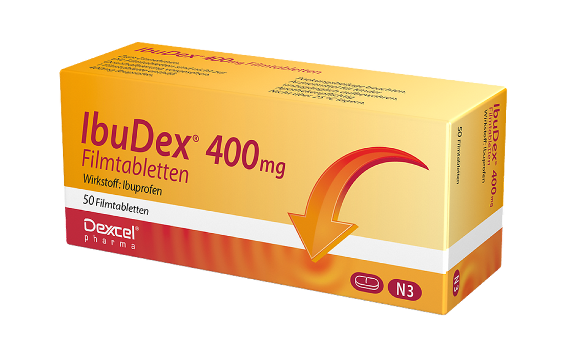 IbuDex 400 mg Filmtabletten bei Schmerzen und Fieber, 50 pc Tablettes