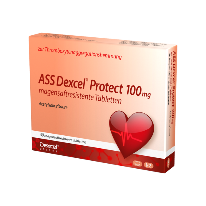 ASS Dexcel Protect 100 mg Tabletten bei Herz-Kreislauf-Erkrankungen, 50 pc Tablettes