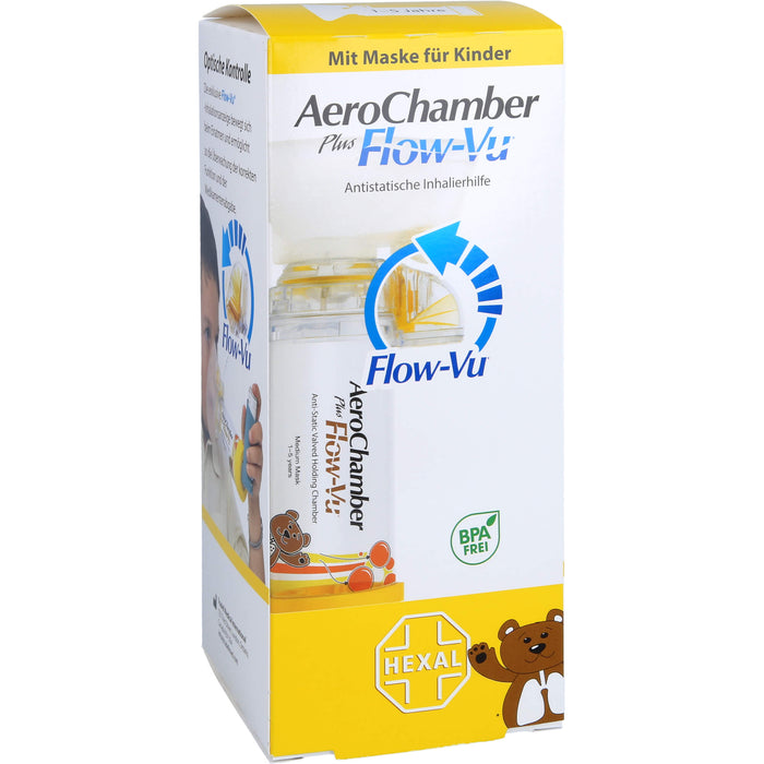 AeroChamber plus Flow-Vu mit Maske für Kinder von 1-5 Jahren, 1 pc Aide à l'inhalation