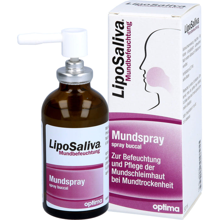 LipoSaliva Mundbefeuchtung,  Mundspray zur Befeuchtung und Pflege der Mundschleimhaut bei Mundtrockenheit, 50 ml Solution