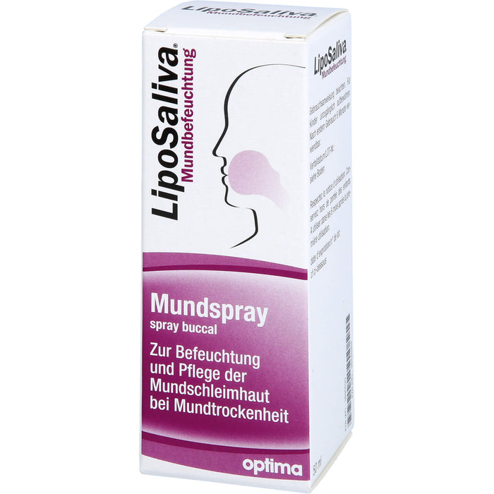 LipoSaliva Mundbefeuchtung,  Mundspray zur Befeuchtung und Pflege der Mundschleimhaut bei Mundtrockenheit, 50 ml Solution