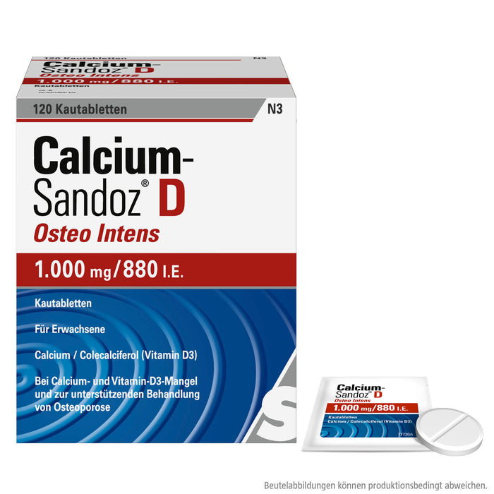 Calcium-Sandoz D Osteo Intens 1000 mg/880 I.E. Kautabletten, 120 pcs. Tablets