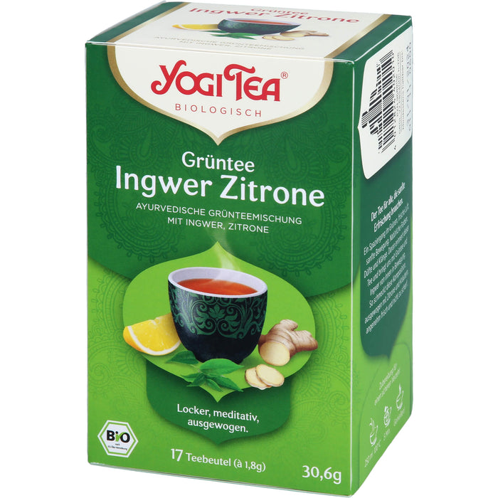 YOGI TEA Grüntee Ingwer Zitrone ayurvedische Grünteemischung, 17 pc Sac filtrant