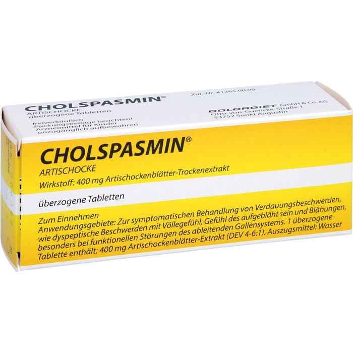 CHOLSPASMIN Artischocke Tabletten, 30 pcs. Tablets