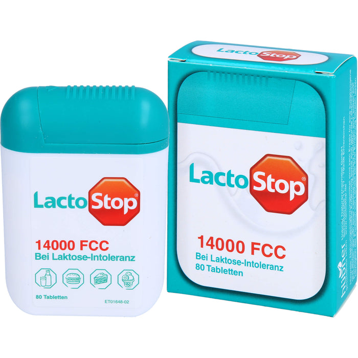 LactoStop 14000 FCC Spender bei Lactose-Intoleranz, 80 pc Tablettes