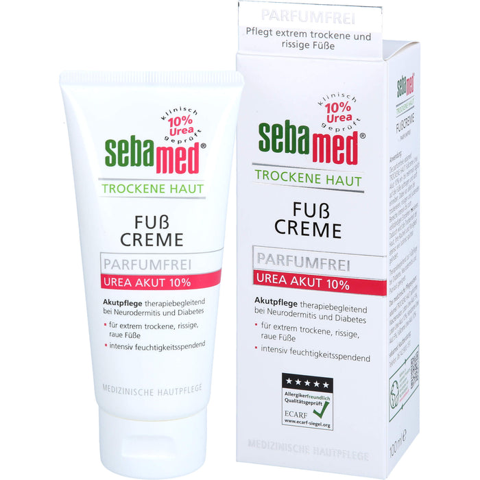 sebamed parfümfreie Fußcreme Urea 10% für trockene Haut, 100 ml Crème