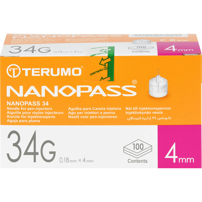 TERUMO NANOPASS 34 Penkanüle 34G 0,18X4mm, 100 St KAN